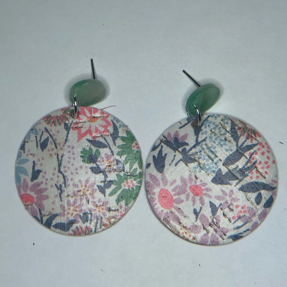 Acrylic and Genuine Leather Stud Earring - Picture 1 of 1